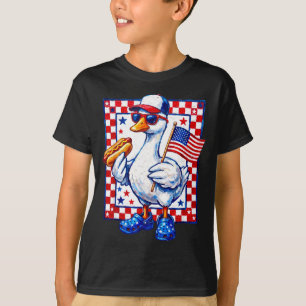 Camiseta Ganso engraçado patriótico cachorro quente churras