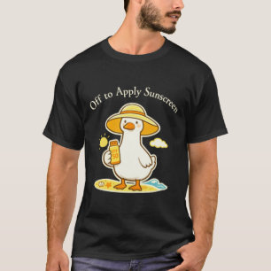 Camiseta Ganso Fofo de Verão Sai Para Aplicar Protetor Sola