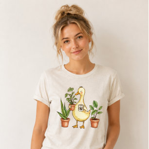 Camiseta Ganso Jardinagem Energizada por Plantas & Café Vi