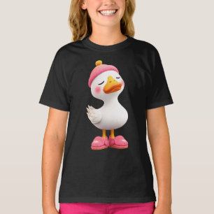 Camiseta Ganso Kawaii Com Gorro de Dormir – Pato Fofo para