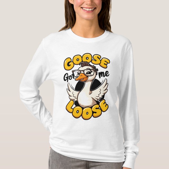 Camiseta Ganso me fez perder" - Ganso engraçado com óculos (Frente)