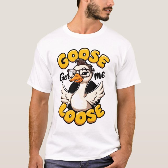 Camiseta Ganso me fez perder" - Ganso engraçado com óculos (Frente)