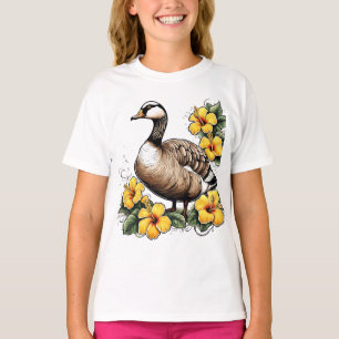 Camiseta Ganso Nene Cute Havaiano Com Hibisco Amarelo