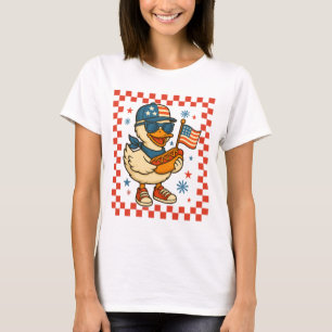 Camiseta Ganso Patriótico Engraçado do Dia 4 de Julho Bande