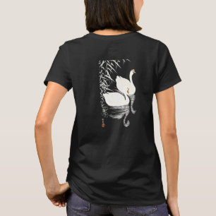 Camiseta Gansos Chineses Brancos Nadando Por Juncos Arte Ch