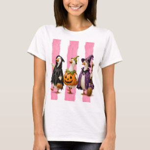 Camiseta Gansos de Halloween Fofo Listra Rosa