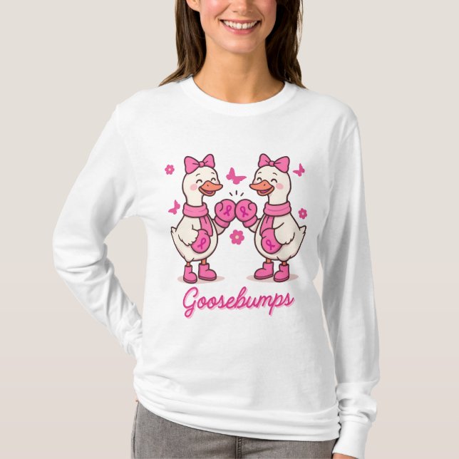 Camiseta Gansos de sensibilização para o Cancer da mama (Frente)