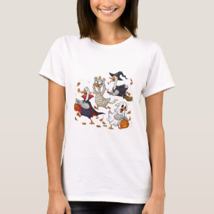 Camiseta Gansos Sinistros na Parada de Halloween de Doces o