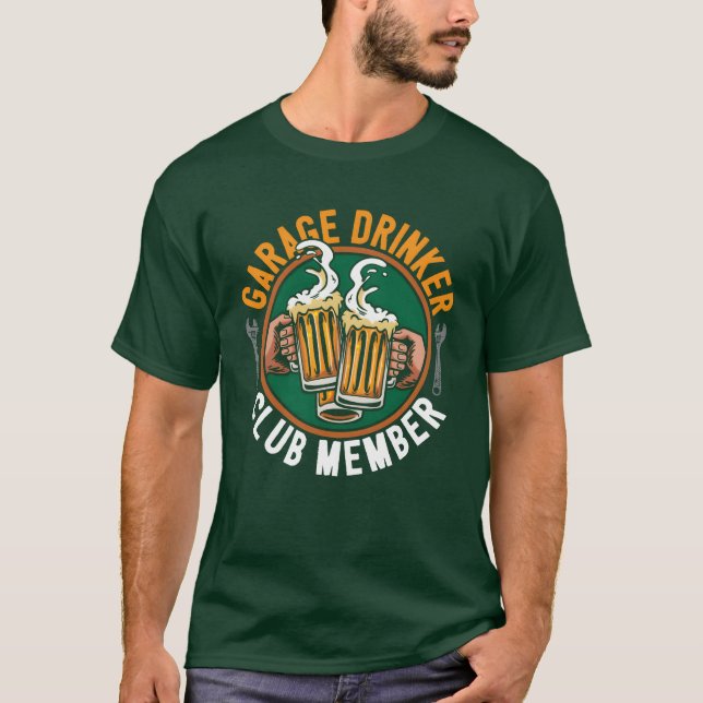 Camiseta Garage Drinker Mechanic Car Auto Diesel Beer Lover (Frente)