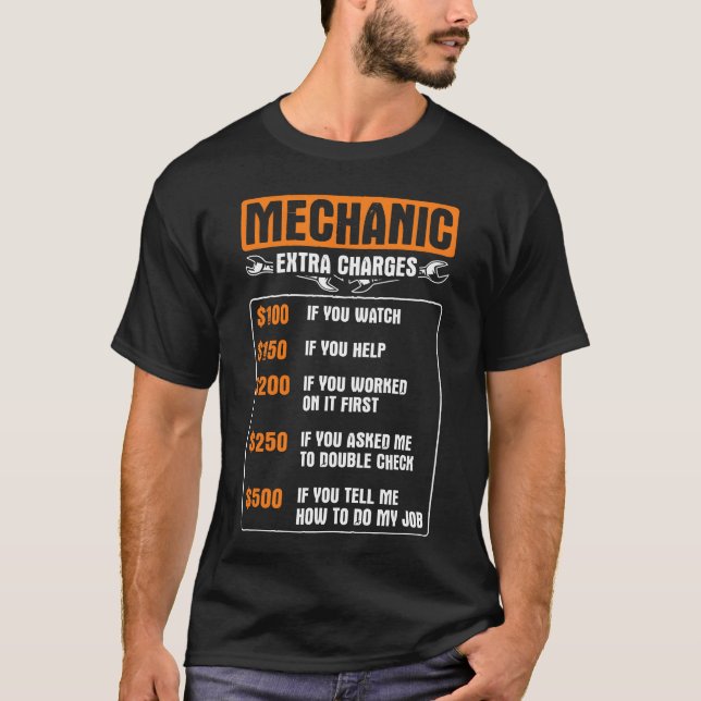 Camiseta Garage Mechanic Etra Charges Rate Caruning S frien (Frente)