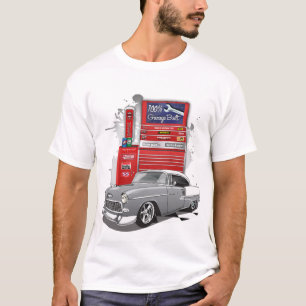 Camiseta Garagem de Ar de Chevy Bel de Cinza de Prata const