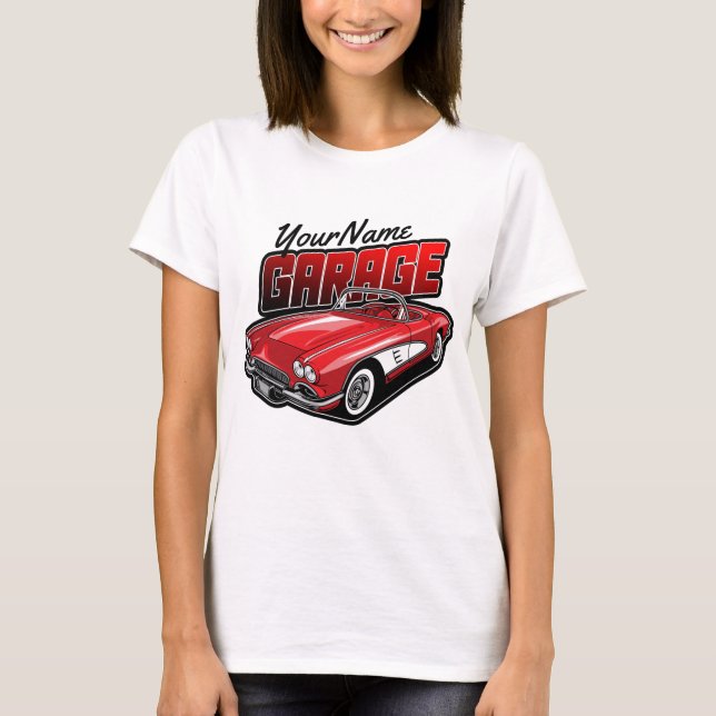Camiseta Garagem de Carro Esportivo Vermelho Clássico 1961  (Frente)