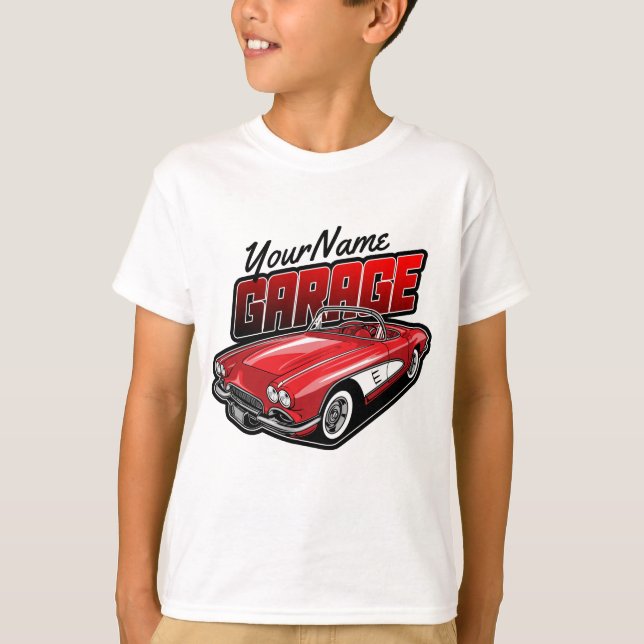 Camiseta Garagem de Carro Esportivo Vermelho Clássico 1961  (Frente)