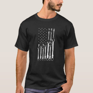 Camiseta Garagem Dia dos Pais Mecânico Bandeira EUA 2