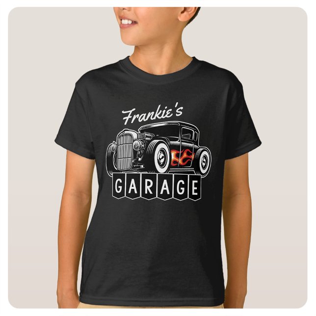 Camiseta Garagem do Hot Rod do Chamadas de Corrente de NOME (Criador carregado)