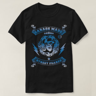 Camiseta Garagem Feita Rua Temida Mecânico Caveira