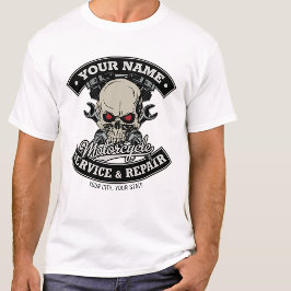 Camiseta Garagem Mecânica de Motocicletas de Biker de NOME 