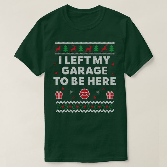 Camiseta Garagem Mecânica Feia de Natal Engraçada Xmas (Frente do Design)