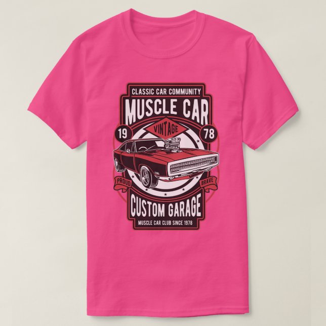Camiseta Garagem Personalizada de Carro Muscular 1 (Frente do Design)