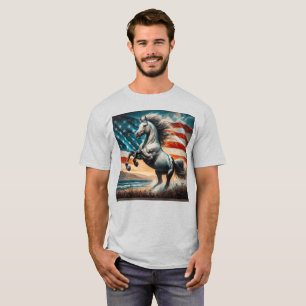 Camiseta Garanhão branco rústico, EUA 