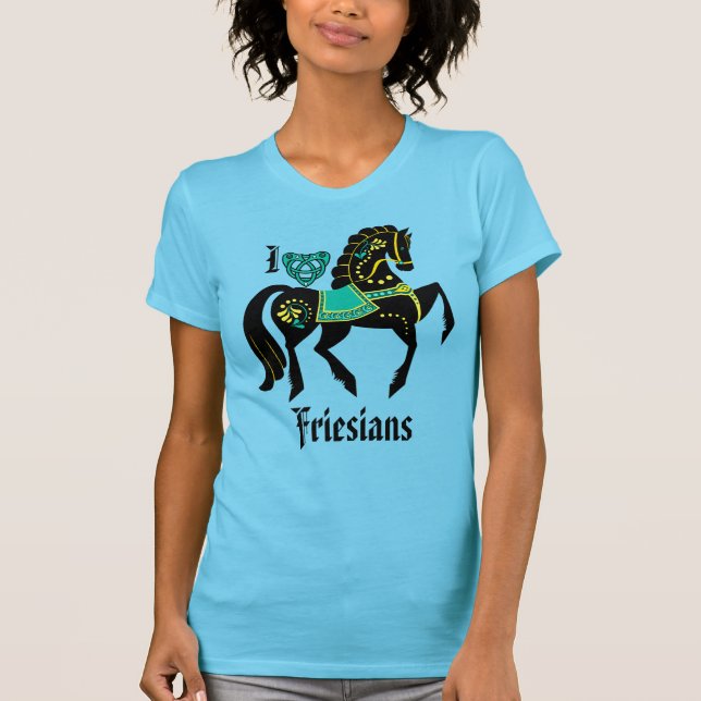 Camiseta Garanhão preto frísia/beleza negra, ouro/turquesa (Frente)