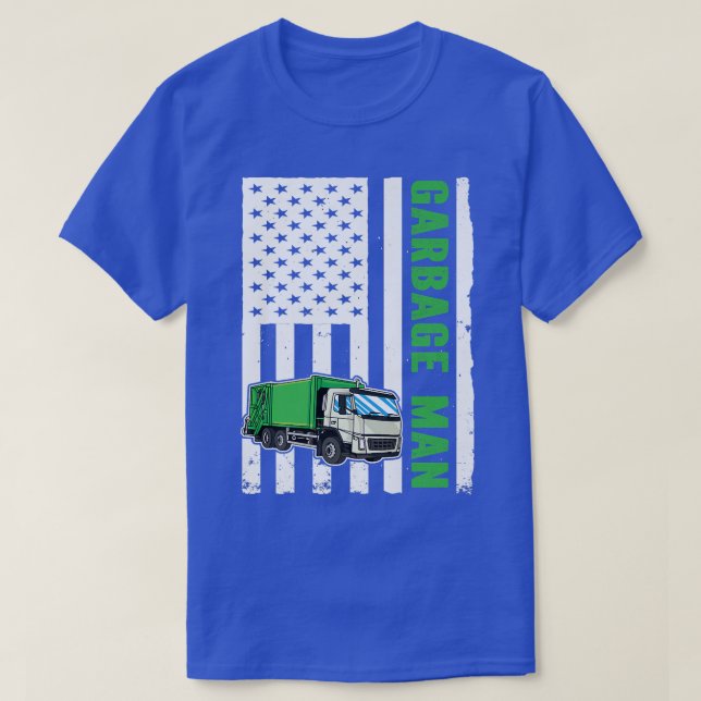Camiseta Garbage Man US Flag Garbage Truck (Frente do Design)