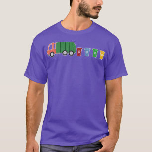 Camiseta Garbage Smiling Truck Colored Cans Recycling Day D