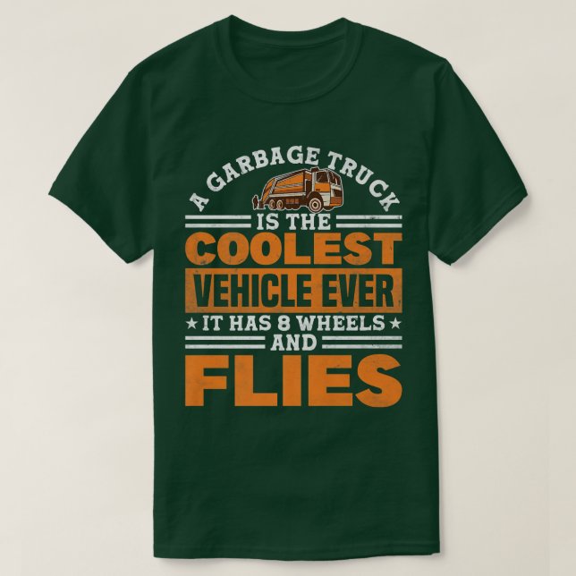 Camiseta Garbage Truck 8 Wheels and Flies Recycling  (Frente do Design)