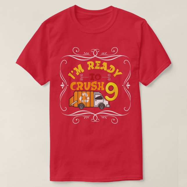 Camiseta Garbage Truck 9th Birthday Party Birthday Boy Read (Frente do Design)