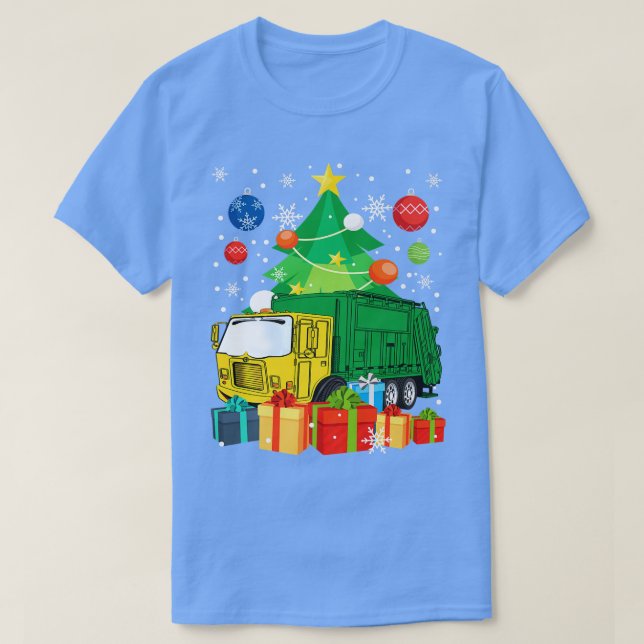 Camiseta Garbage Truck Christmas Tree Lights Ornament Decor (Frente do Design)