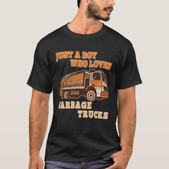 Camiseta Garbage Truck Just A Boy Who Loves Garbage Trucks  (Frente)