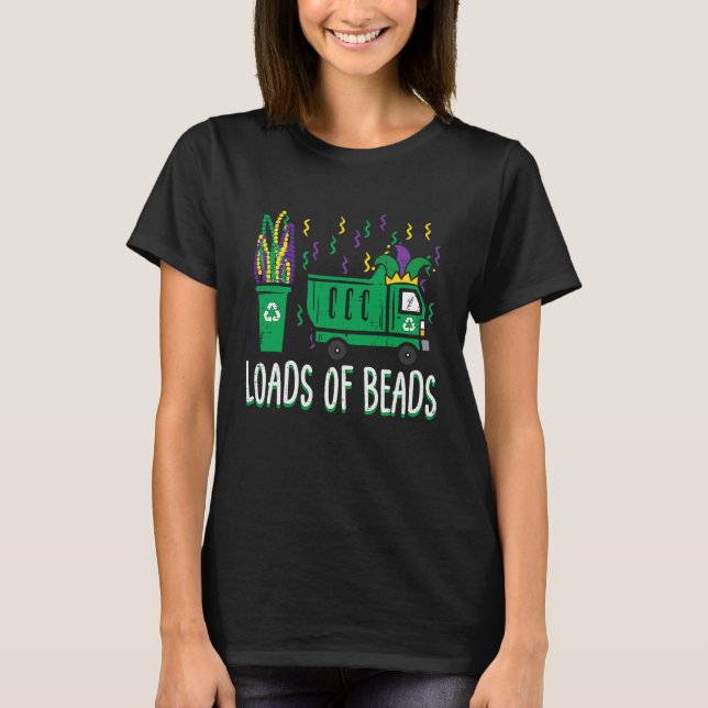 Camiseta Garbage Truck Loads Of Beads Mardi Gras Boys Kids  (Frente)