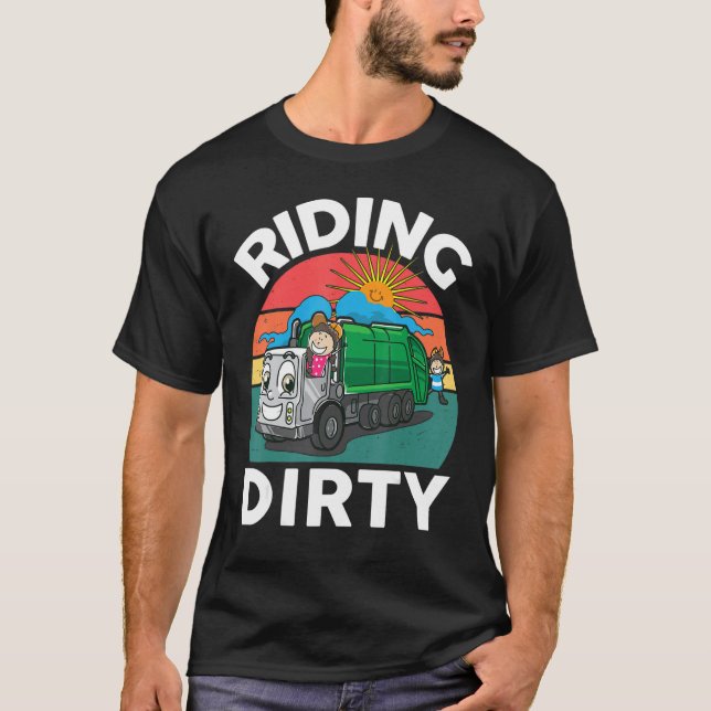 Camiseta Garbage Truck-Shirt Riding-Dirty Kid Boy Toddler F (Frente)