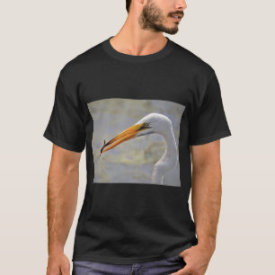 Camiseta Garça-branca-grande Capturando um Peixe Pequeno
