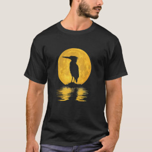 Camiseta Garça Observação de Pássaros Reflexo da Lua Nature