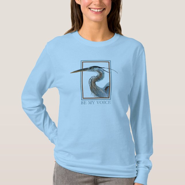 Camiseta Garça-real de grande azul por Jane Freeman (Frente)