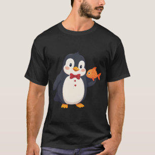 Camiseta Garçom Pinguim Servindo Prato de Peixe