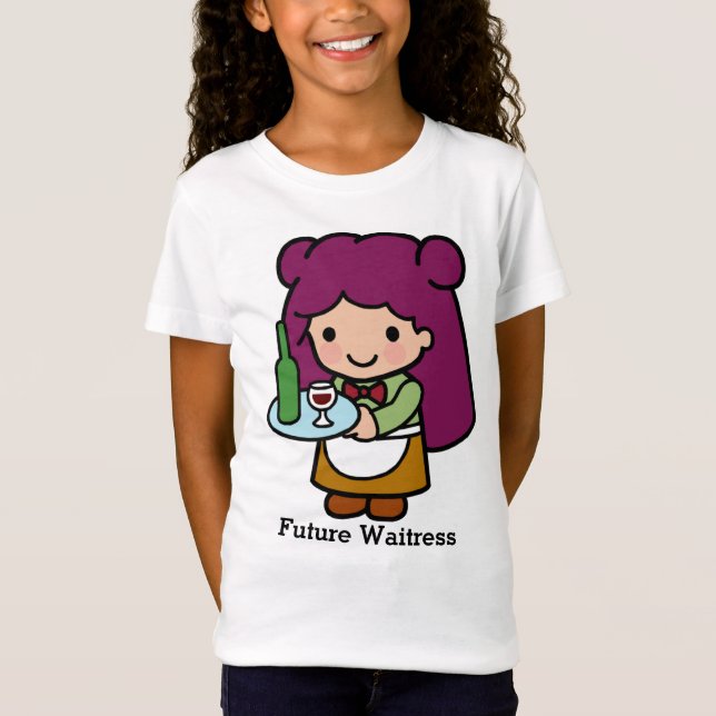 Camiseta Garçonete de garota bonita com vinho (Frente)