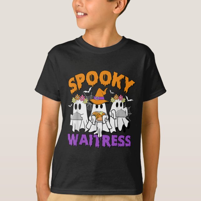 Camiseta Garçonete Engraçado Fantasma Halloween (Frente)