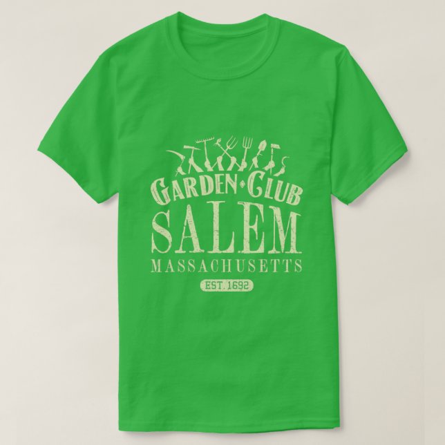 Camiseta Garden Club Salem Massachusetts Vintage se aflita (Frente do Design)