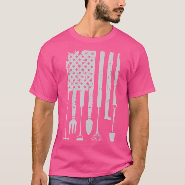 Camiseta Gardeners Gardening Tools American Flag 4Th Of Jul (Frente)
