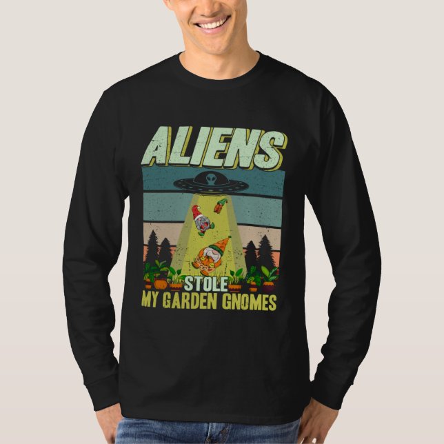 Camiseta Gardening Aliens Stole My Garden Gnomes UFO Plant  (Frente)