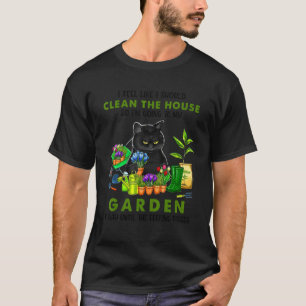 Camiseta Gardening Black Cat Vá Para o Meu Jardim Para Brin