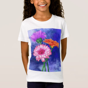 Camiseta Garganta Gerberas de Três Cores - Arte de Desenho
