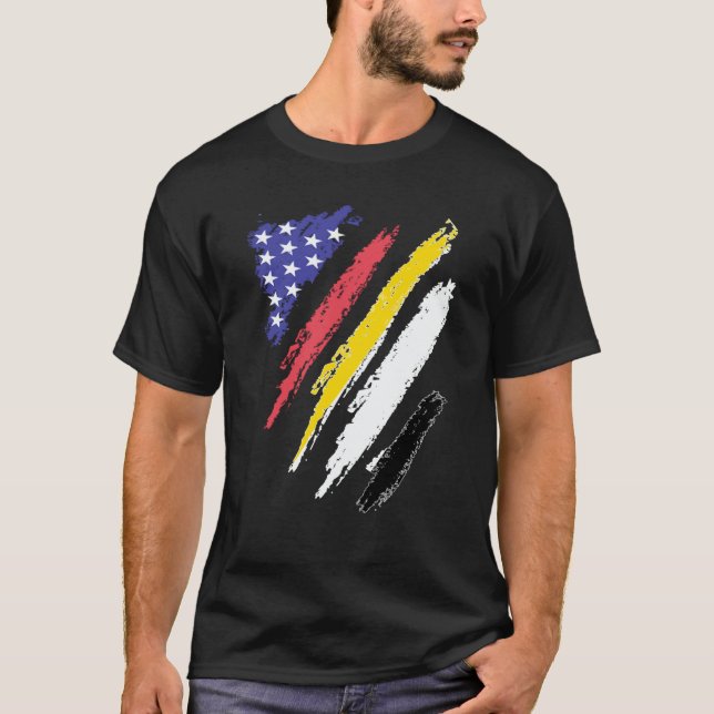 Camiseta Garifuna American Patriot Grown Heart Flag Stripes (Frente)