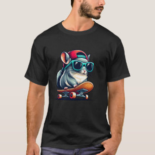 Camiseta Gariotos Chinchila Em Um Skate Skater Meninos