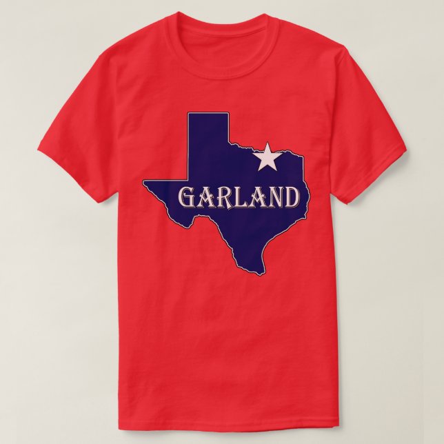 Camiseta Garland Texas Lone State Map TX City Marinho Blue (Frente do Design)