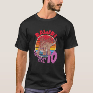 Camiseta Garota 10 De Aniversário Eu Rawr! Mães da Família