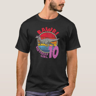 Camiseta Garota 10 De Aniversário Eu Rawr! Velociraptor I F