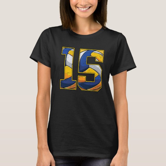 Camiseta Garota 15 de Aniversário de Voleibol 15 Anos (Frente)